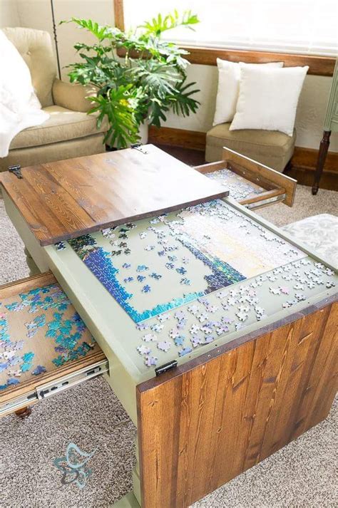 Coffee Table With Hidden Puzzle Storage