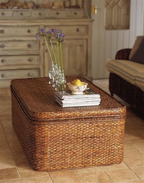 Coffee Table With Wicker Basket Storage