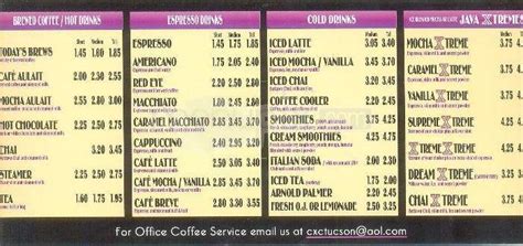Coffee Xchange Menu