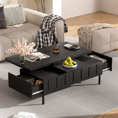 Kasinali Height Adjustable Folding Coffee Table Lift Top Dining Table, Multi