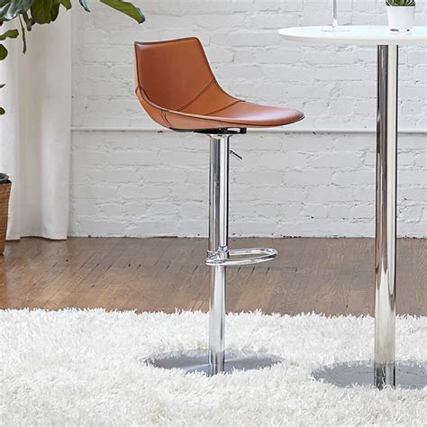 Cognac Leather Stool