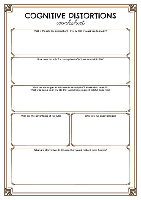 Challenging Cognitive Distortions Automatic Thought Record Worksheet