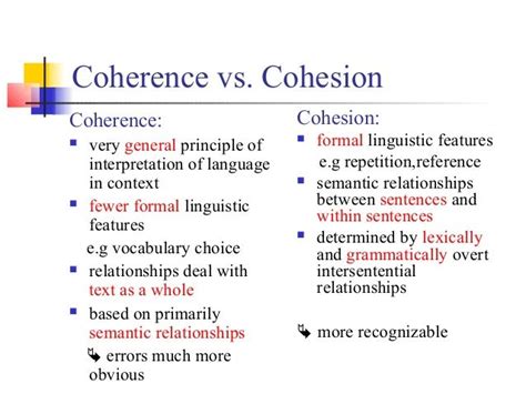 coherence and cohesion meaning in english