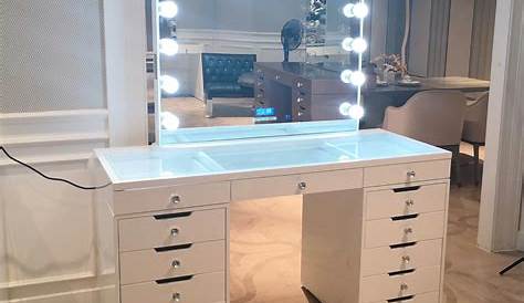 Coiffeuse blanche avec miroir pas cher ID Market