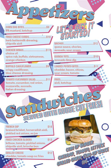 Coin Op Gaslamp Menu