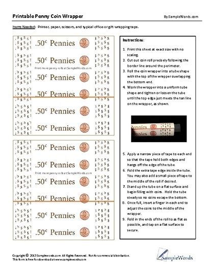 Coin Wrapper Dimensions