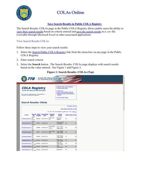 cola online ttb public registry