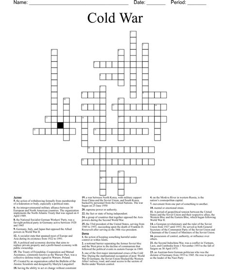 cold war news crossword puzzle