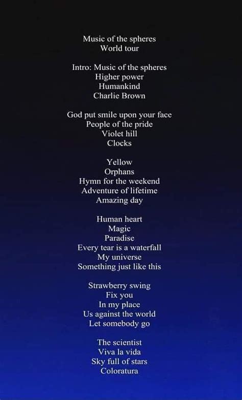 coldplay music of the spheres tracklist