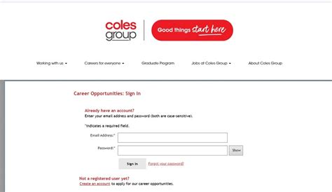coles online login jobs