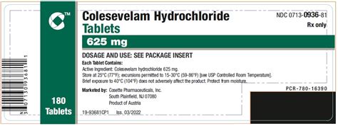 colesevelam hcl - 625 mg