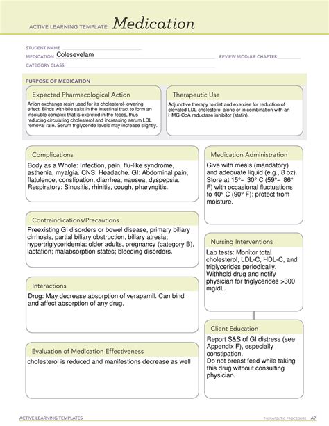 colesevelam medication template