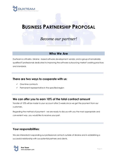 FREE 13+ Sample Partnership Proposals in PDF Google Docs Pages MS