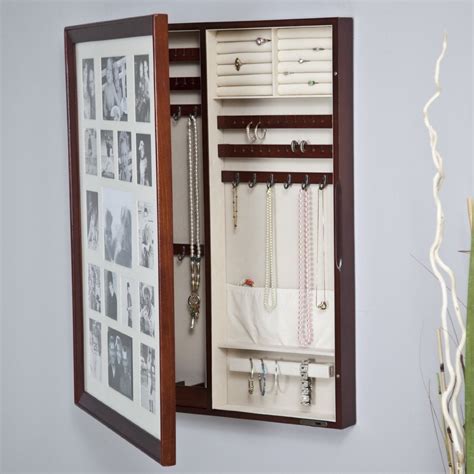 collage photo frame wooden wall locking jewelry armoire