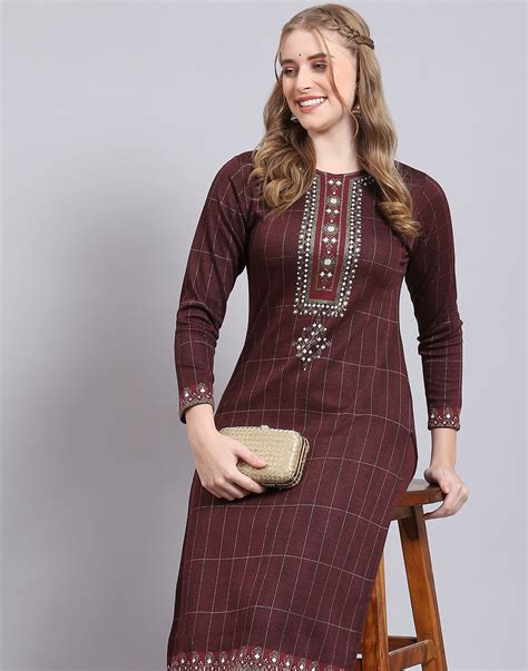Collar Maroon Kurtis