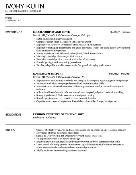 Collections Manager Resume Sample Resumes Misc LiveCareer