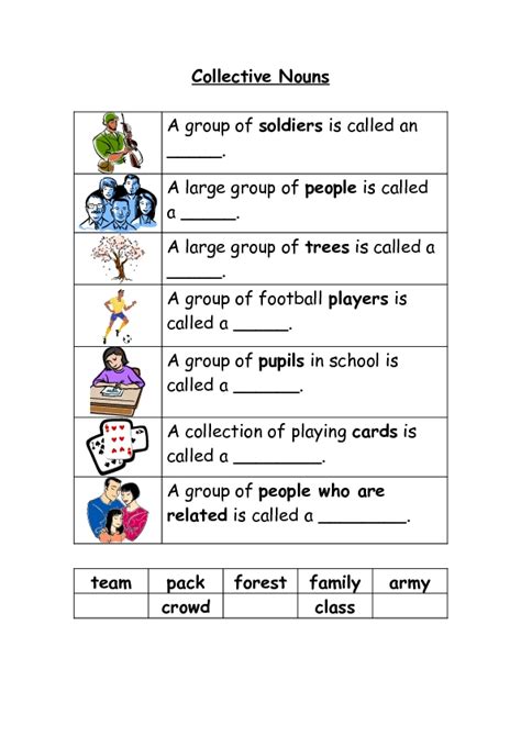 collective noun worksheets grade 2