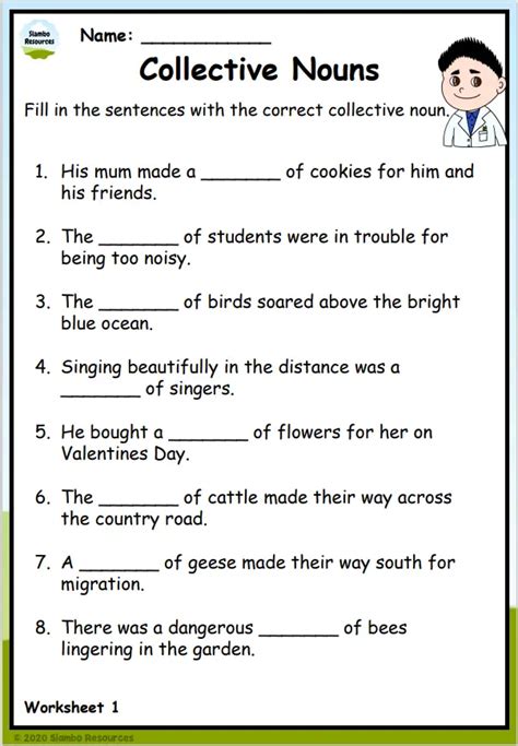 collective nouns exercises for class 4