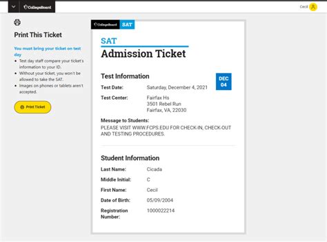 college board print admission ticket