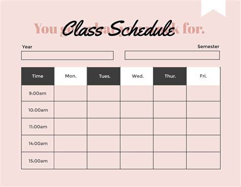 Online Weekly Class Scheduling Template...I Used the Free College