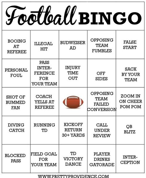college football game day bingo