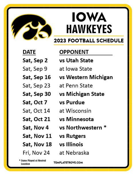 college football iowa hawkeyes schedule