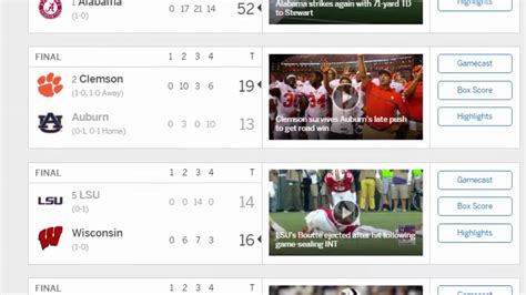 college football live score today