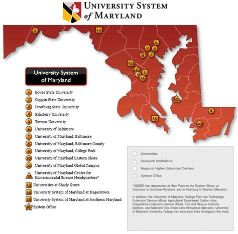colleges and universities maryland map