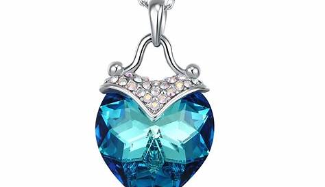 Collier Coeur Bleu Swarovski Féerique Nuit En Cristal De