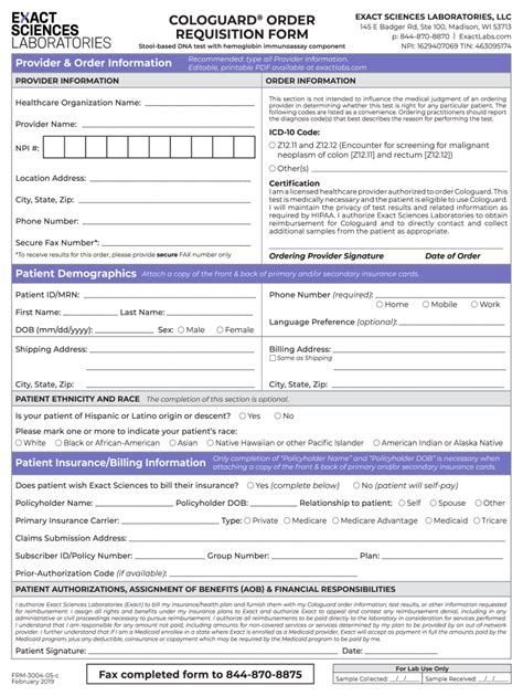 cologuard fax order form