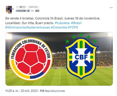 colombia vs brasil boletas 2023