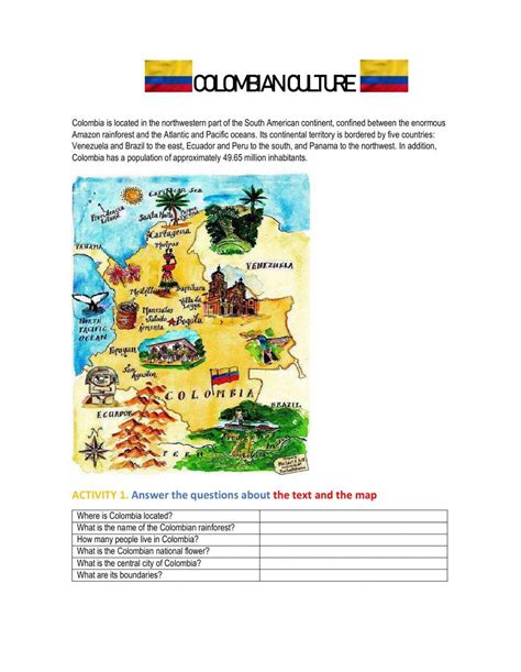 Colombian Kid Worksheet