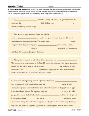 colonial beginnings answer key