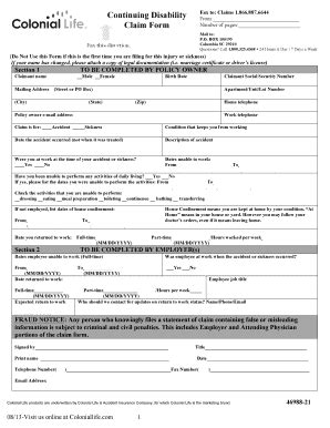 colonial disability insurance claim form