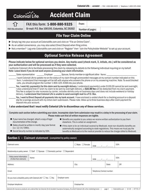 colonial life disability forms printable