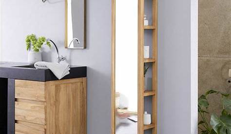 Colonne de salle de bain 60 cm avec porte miroir en blanc