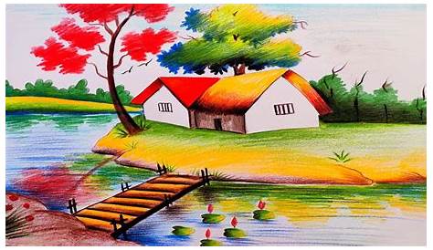 Color Pencil Drawing For Beginners Nature Scenery With s
