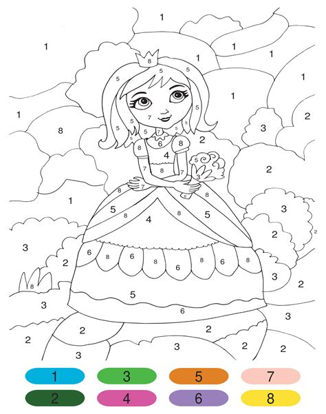 color by number for kids princess