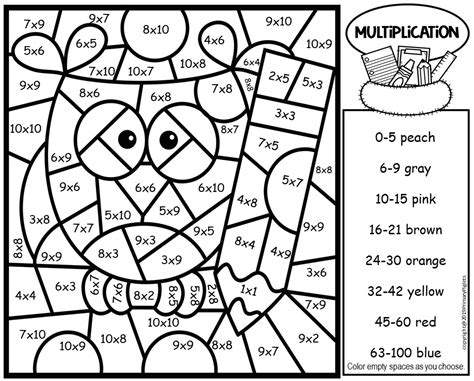 color by number multiplication 5th grade