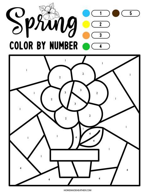 color by number printables spring