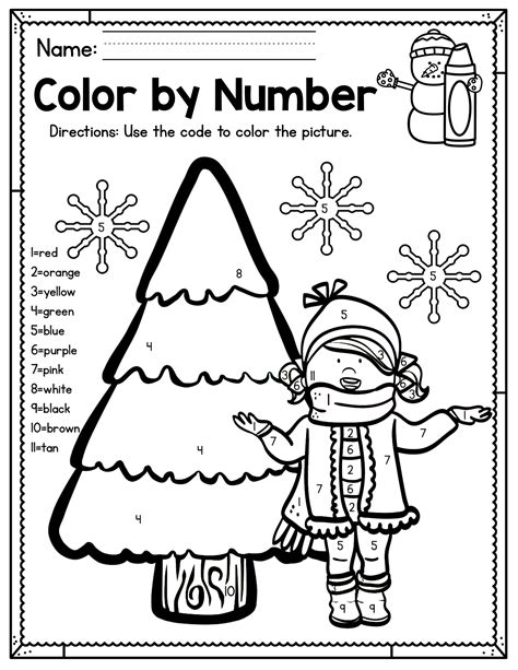 color by number winter kindergarten