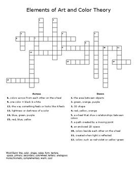 Color Chart Element Crossword