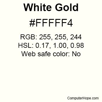 color code for white gold