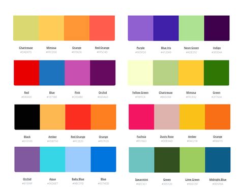 color codes matching website