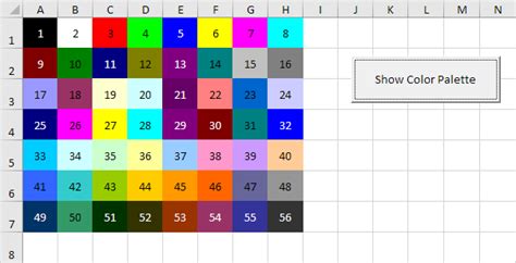 Color Palette Excel Vba
