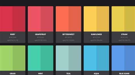 color palette html codes