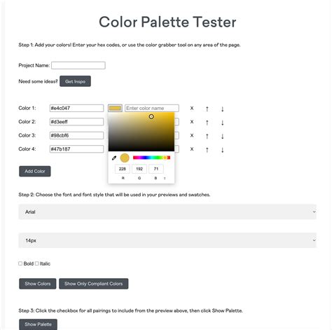 color palette studio tester