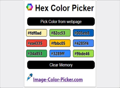 color picker from web page extension