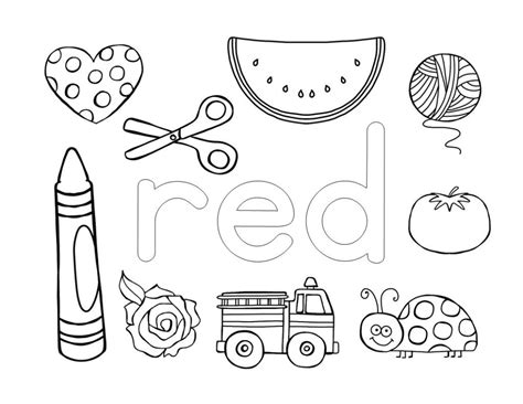 color red coloring page