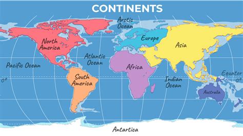World Map with Highlighted Territories. Colored Continents with Global Geographic Divisions